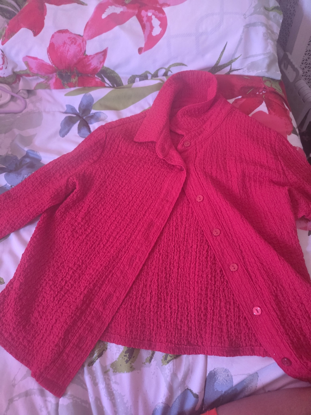 Womens Pink Button-Front Textured Jacket